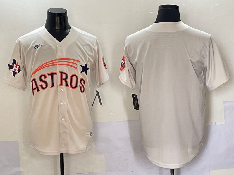 Men Houston Astros Blank Cream Five generations Joint Name 2025 Nike MLB Jersey style 2